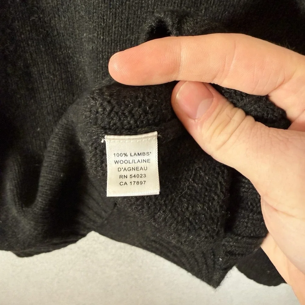 Banana Republic Sweater Mens XL Green Black V Neck‎ Lambswool Vintage Pullover